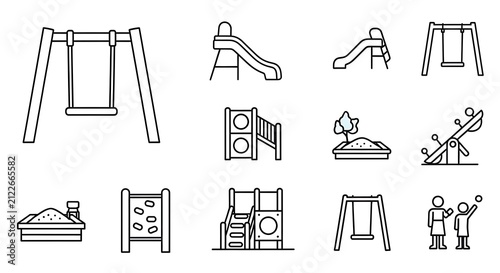 Vector illustration of various furniture and objects.