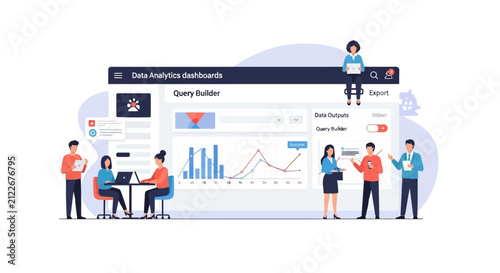 Data analytics query builder interface for business intelligence reports.