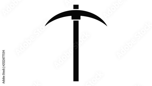 Bild auf Leinwand Pickaxe tool stands vertically as a symbol of mining industry labor and extraction processes