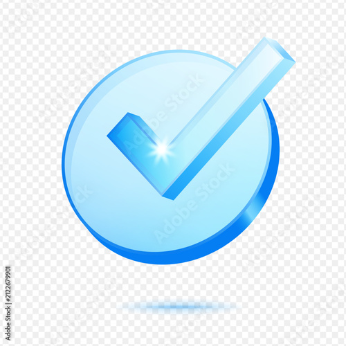 Checkmark Approval Success, 3D Blue Glossy Verified Icon