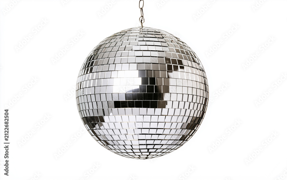 Obraz premium Shiny silver disco ball isolated on white