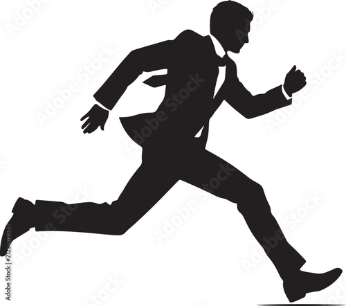Silhouette of a businessman running in a suit vector illustration