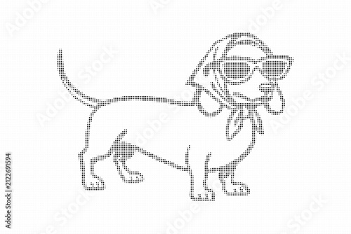 Cute dachshund dog wearing a headscarf and sunglasses, vector illustration