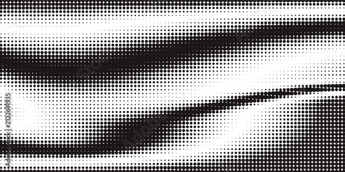 Abstract Black and White Halftone Wave Dots Background Pattern