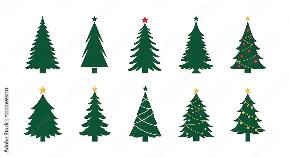 Obraz premium Vector illustration of Christmas tree symbols set.