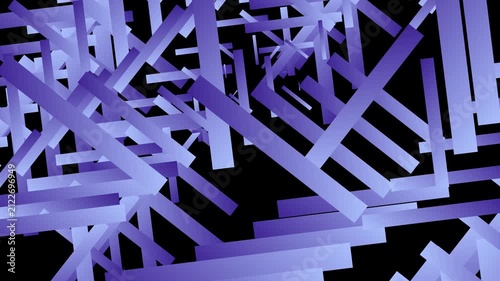 Abstract Digital Motion Graphics Featuring Intersecting Gradient Blue Rectangular Shapes on Black Background