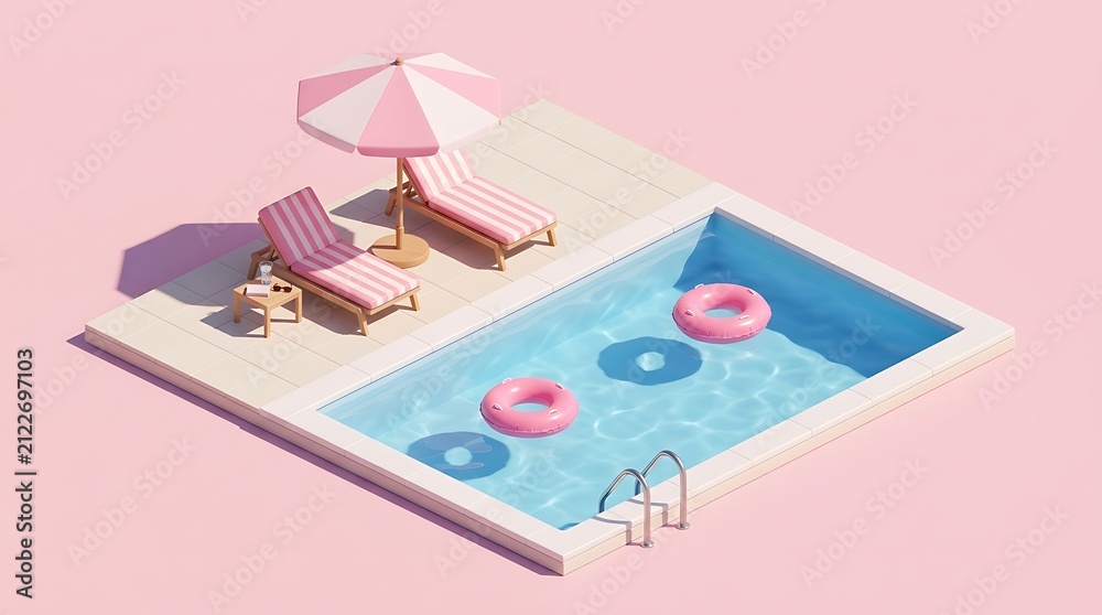Fototapeta premium Summer beach vacation planning with travel essentials. Woman organizing holiday trip using map, sunglasses, and flip flops on pastel background.