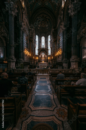 interior design and religious art of Basilica of Notre-Dame de Fourvière, Lyon France