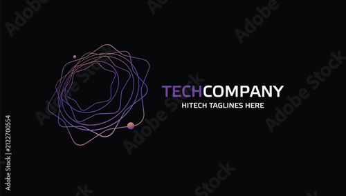 Futuristic Tech Logo with Purple Pink Gradient Lines