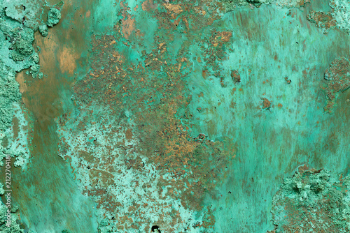 Fotografie Abstract oxidized copper texture with green patina and aged metallic finish