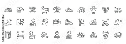 фотографія Emergency Transportation Icon set Collection in Line Style