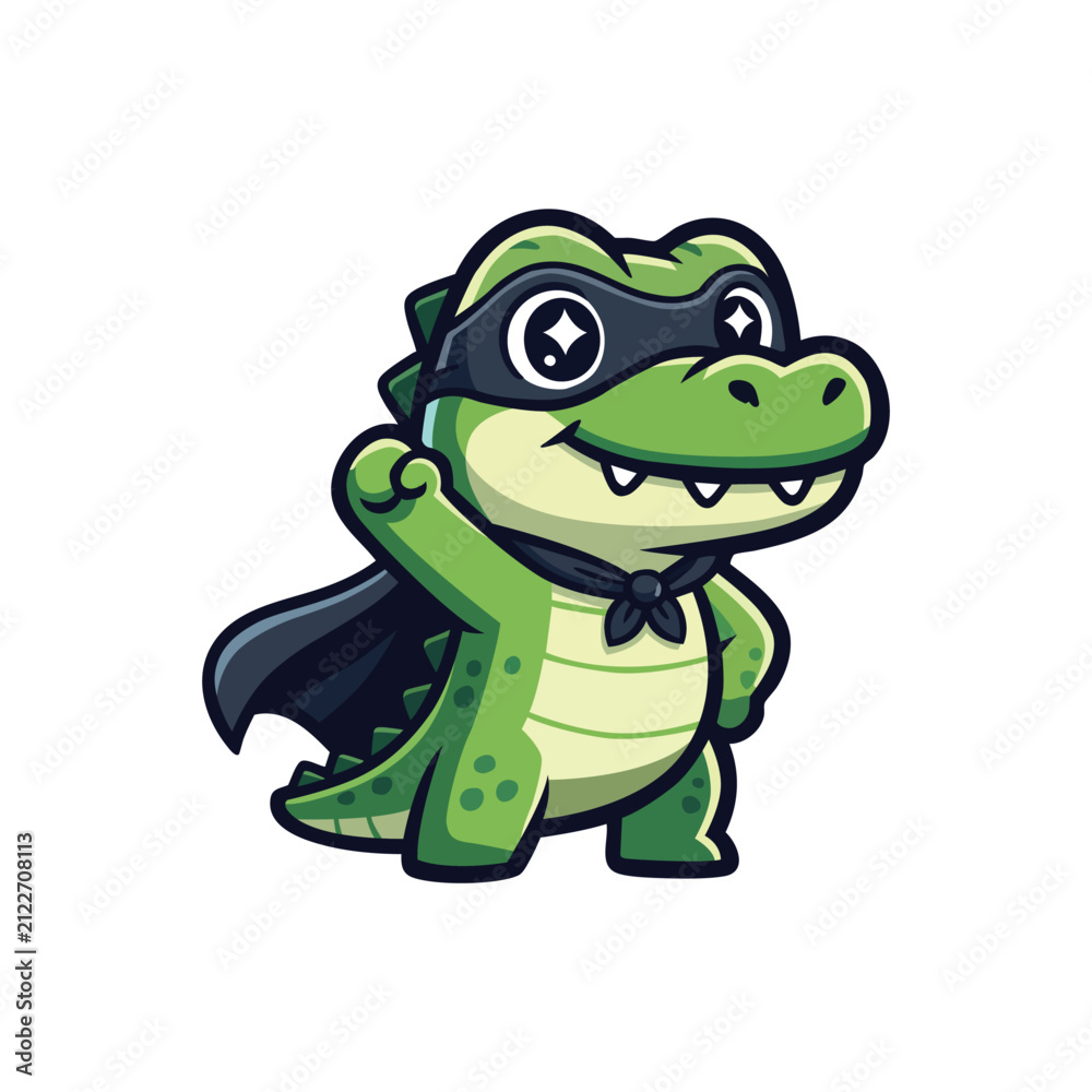 Fototapeta premium cute crocodile kawaii superhero mascot design