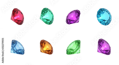 colorful gems flying across a white background with light trails jewelry fantasy and design projects