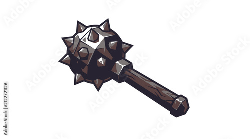 фотографія A medieval spiked mace weapon illustration, featuring a heavy metal ball and woo