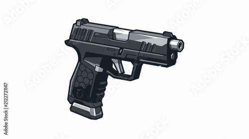 Foto Modern Semi Automatic Pistol Vector Illustration Isolated on White Background fo