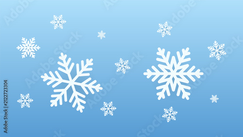 White Snowflakes on Blue Gradient Background for Winter Season