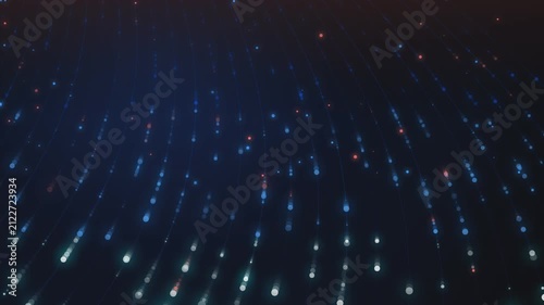 Glowing blue particle streams moving through digital dark space creating mesmerizing motion graphics video animation effect
