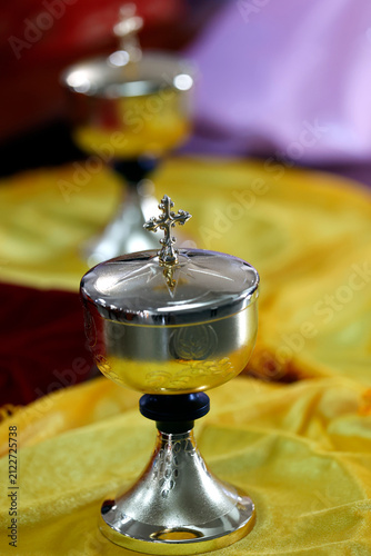 Silver Ciborium with Cross for Eucharist