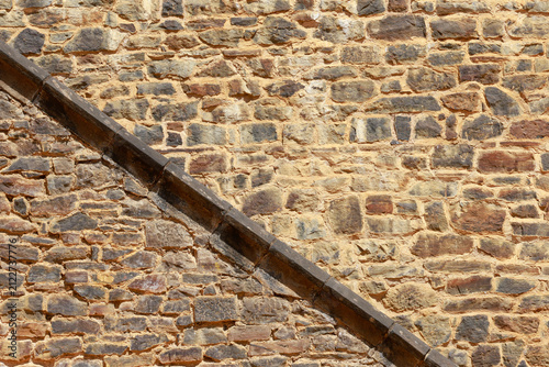 Quadro su tela Medieval Stone Wall at Guédelon Construction Site