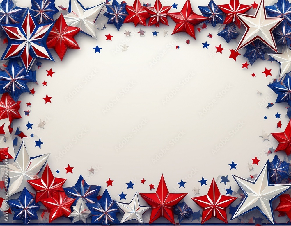 Obraz premium a border of red white and blue stars encircles a blank white space
