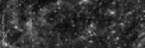 Monochrome Geometric Triangle Mosaic Background With Low Poly Grayscale Texture And Abstract Pattern