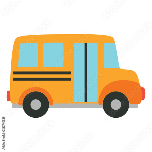 yellow school bus cartoon flat icon