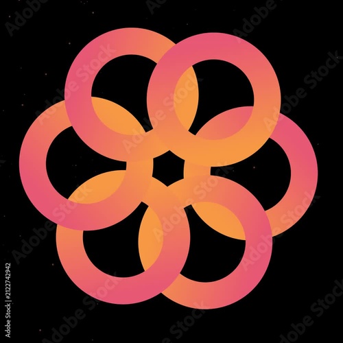 Abstract Motion Graphic Loop featuring Intertwining Gradient Circles on a Solid Black Background 4K Design
