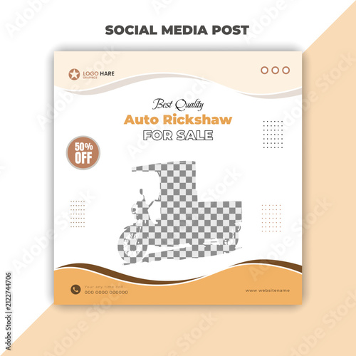 Modern Auto Rickshaw for Sale Social Media Post Template