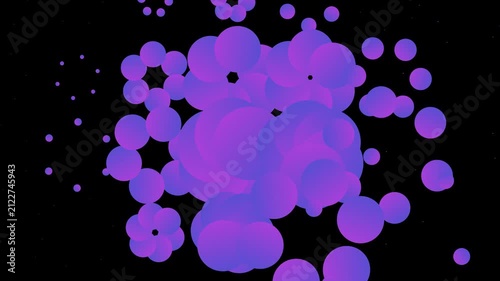 Abstract Motion Graphics Featuring Dynamic Purple Circles Floating in a Dark Space Digital Animation