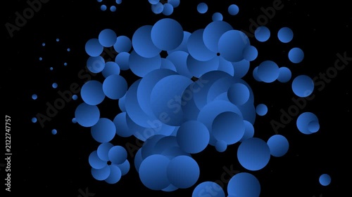 Abstract Motion Graphics Featuring Dynamic Blue Circular Shapes Floating on a Minimal Dark Background