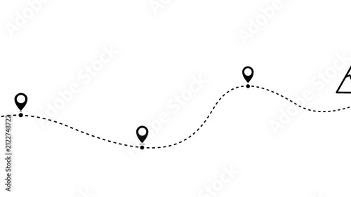 4K Business Growth Journey Animation with Location Pins, Success Roadmap, Goal Achievement Path and Mountain Flag Concept for Presentations, Explainer Videos and Motion Graphics