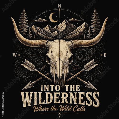 Wild Trails, Fierce Hunts, Endless Adventures Beyond the Mountains, Typography Vector T-shirt Design