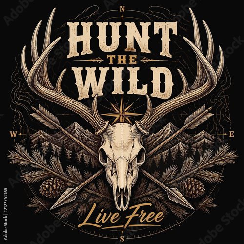 Wild Trails, Fierce Hunts, Endless Adventures Beyond the Mountains, Typography Vector T-shirt Design