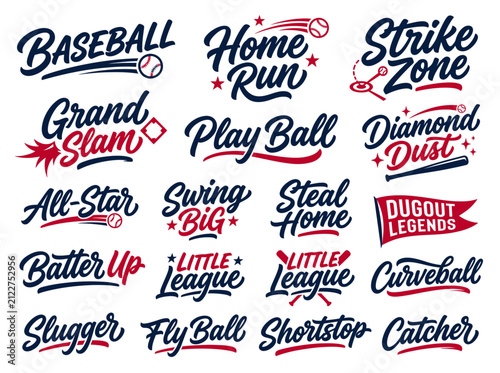Quadro su tela Baseball Phrases and Terms Calligraphy Set