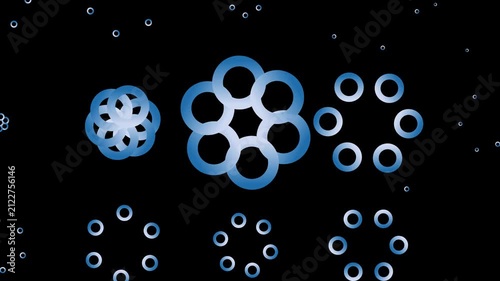 Dynamic Geometric Motion Graphics Featuring Abstract Blue Circular Patterns on a Black Background