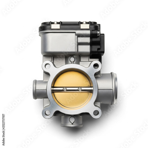 Electronic throttle body car engine part isolated on white