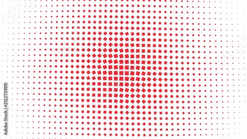 Red Abstract Geometric Halftone Pattern Animation with a Spherical Optical Illusion on White Background