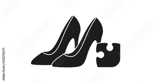 Pair of Black High Heels and Puzzle Piece