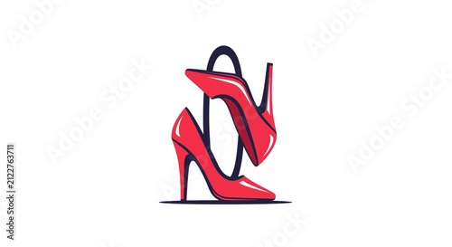 Red Stiletto Heels Hanging on Ring