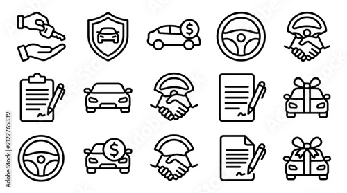 Obraz na plátne Modern automotive line icon collection depicting the comprehensive car journey,