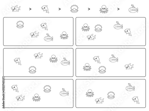 Connect the Pattern Under the Sea Black and White Preschool Worksheet 10