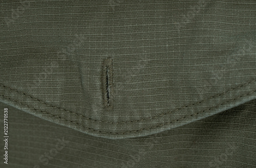 Foto Green fabric displaying a close up texture, stitch, and buttonhole detail, creat