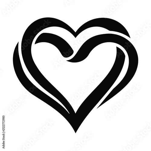 Abstract intertwined heart shape, love symbol, elegant graphic design element.