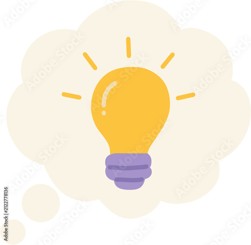 Light bulb idea inside thought bubble educational clipart