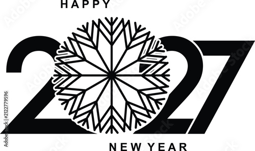 Happy New Year 2027 Text Effect vector