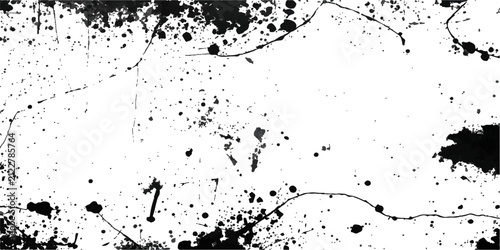 Fotografía Black Ink Splat Grunge Background with Paint Splash, Liquid Splatter, Drips, Sta