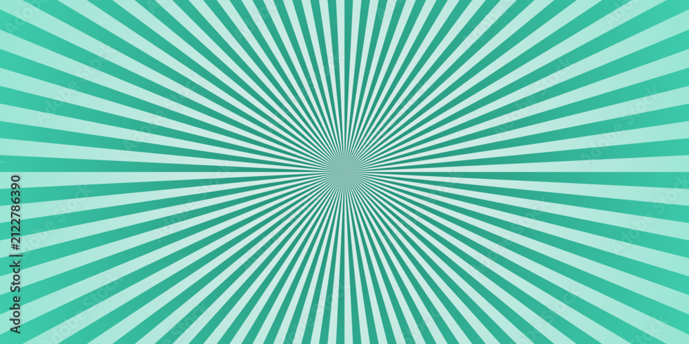 Fototapeta premium Textured teal sunray sunburst background. Radiating starburst rays. Abstract vector design for desktop wallpaper, cover and product display.