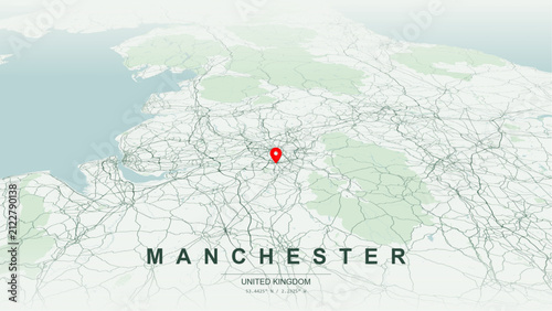 Картината върху платно Minimalist vector map of Manchester, Greater Manchester, England