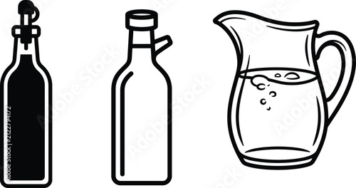 Obraz na plátně Kitchen, cooking line icons set