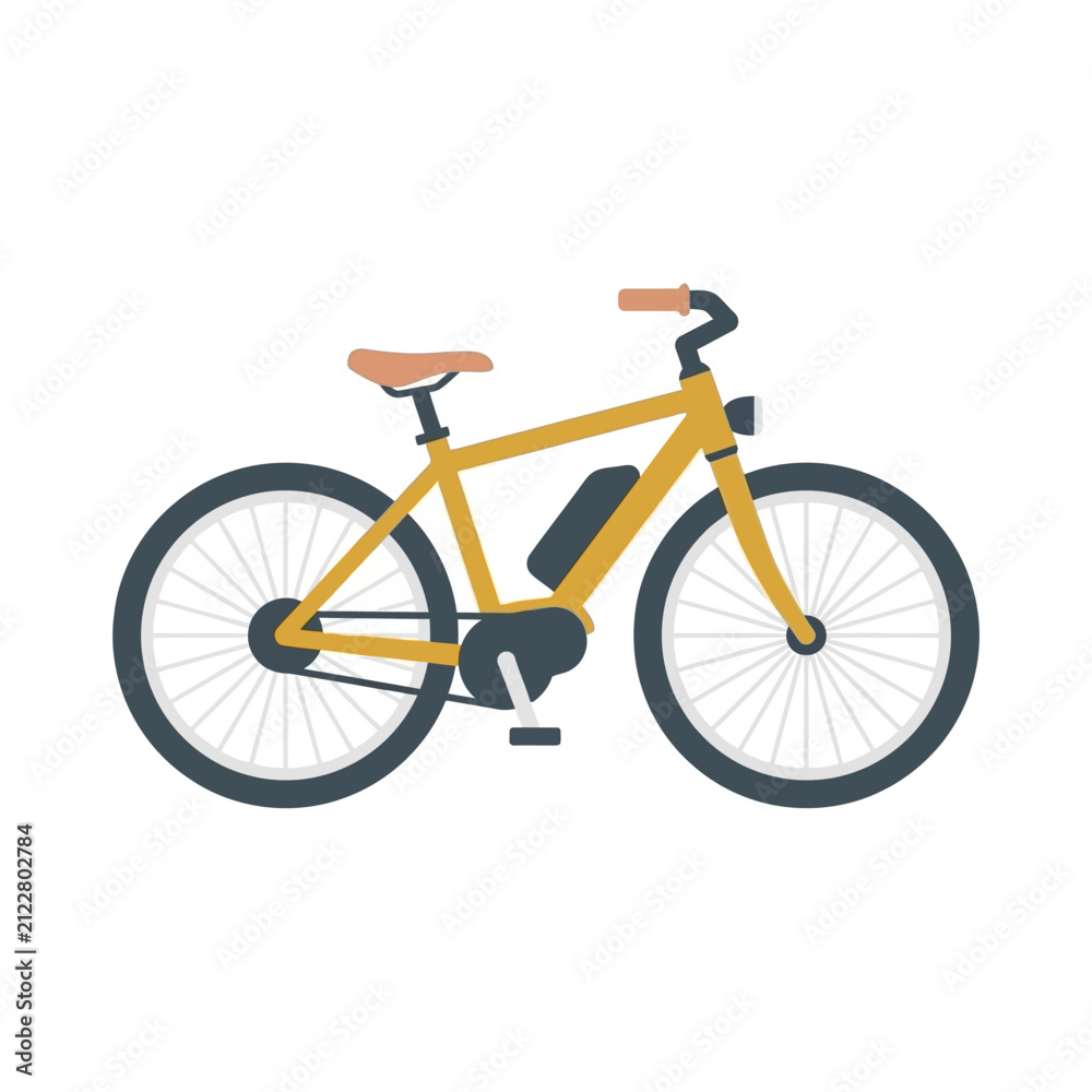 Obraz premium Yellow electric bicycle side view profile icon.